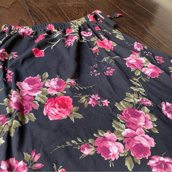 French Grey Floral Wrap Midi Skirt - Picture 6 of 10